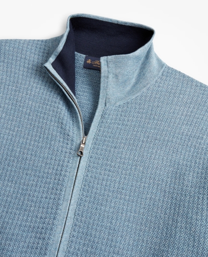 Supima® Cotton Textured Full-Zip Sweater, image 2