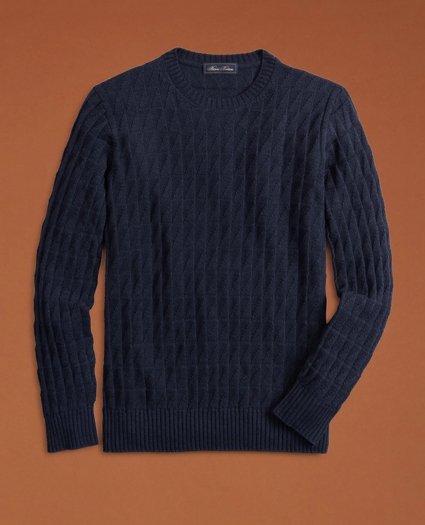 Golden Fleece® 3-D Knit Fine-Gauge Cashmere-Silk Textured Crewneck Sweater, image 2
