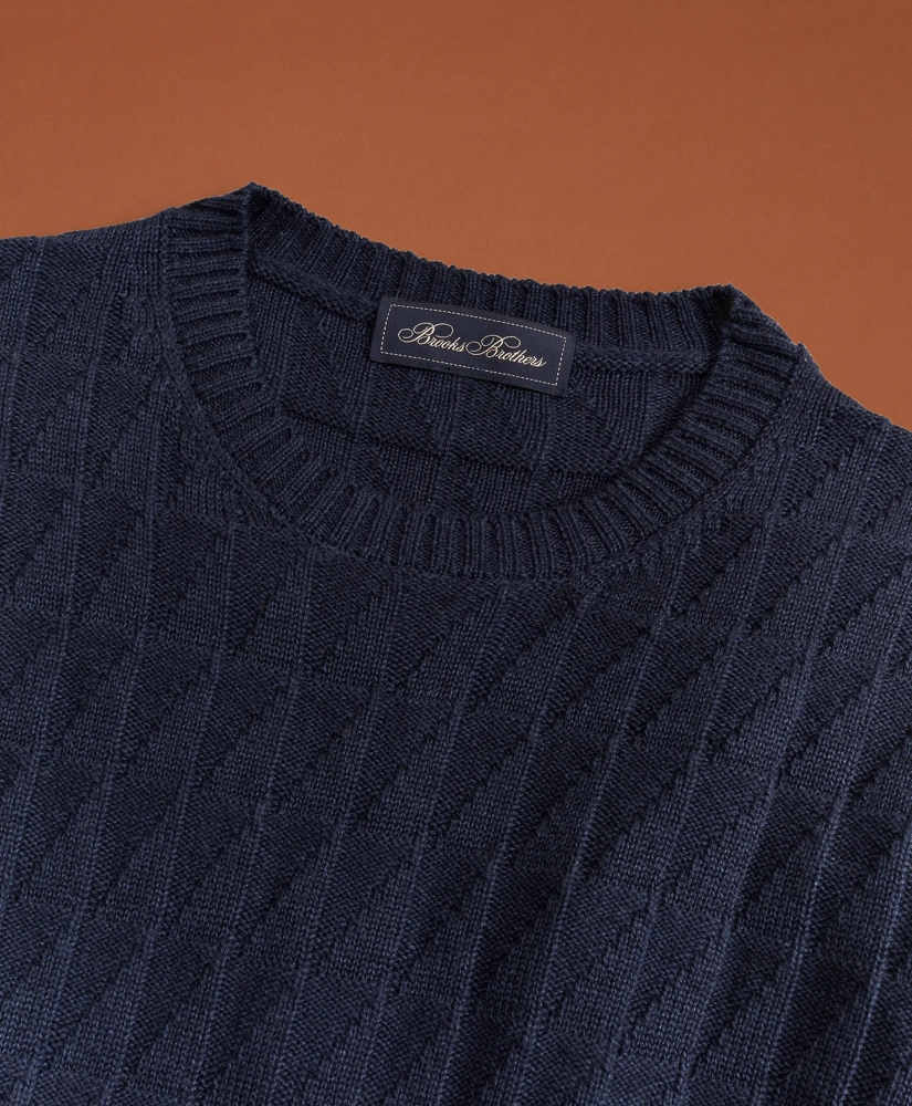 Golden Fleece® 3-D Knit Fine-Gauge Cashmere-Silk Textured Crewneck Sweater, image 3