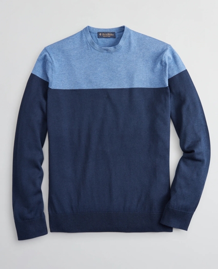Silk and Cotton Color-Block Crewneck Sweater, image 1