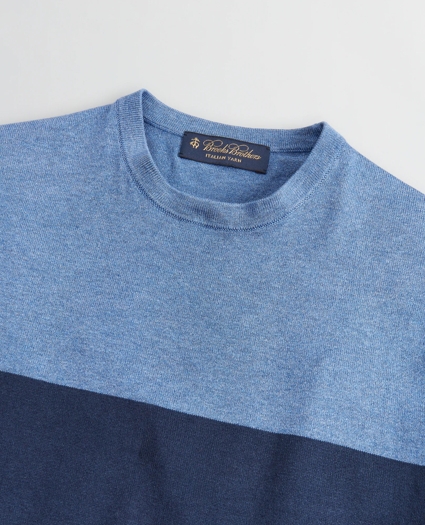 Silk and Cotton Color-Block Crewneck Sweater, image 2