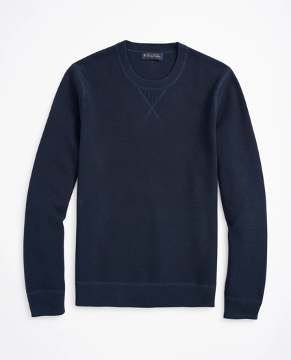Cotton Pique Crewneck Sweater, image 1