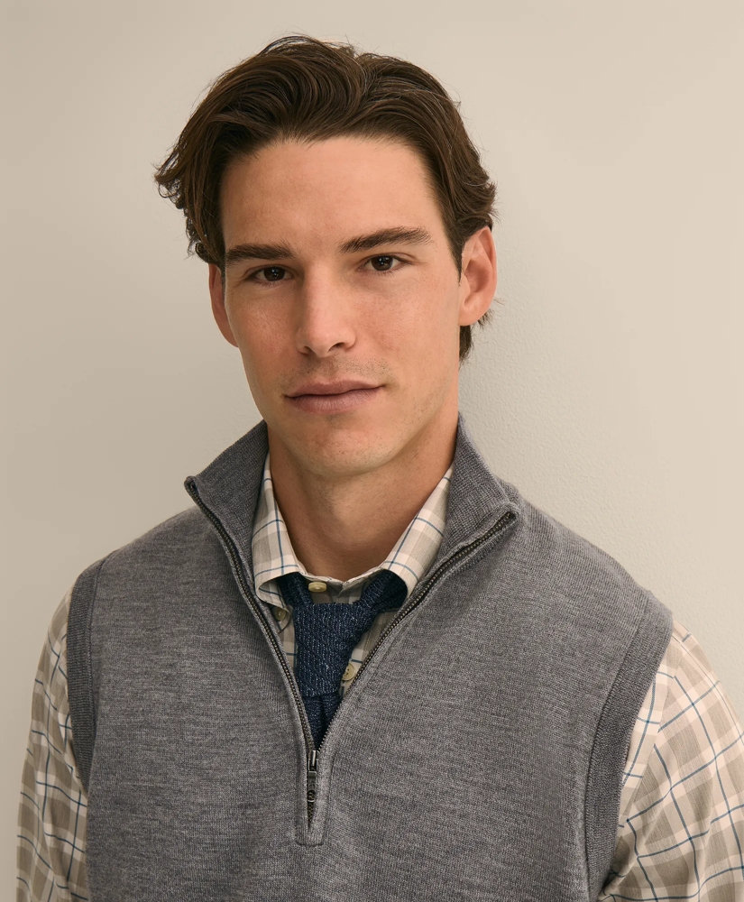 Merino Wool Half-Zip Vest, image 3