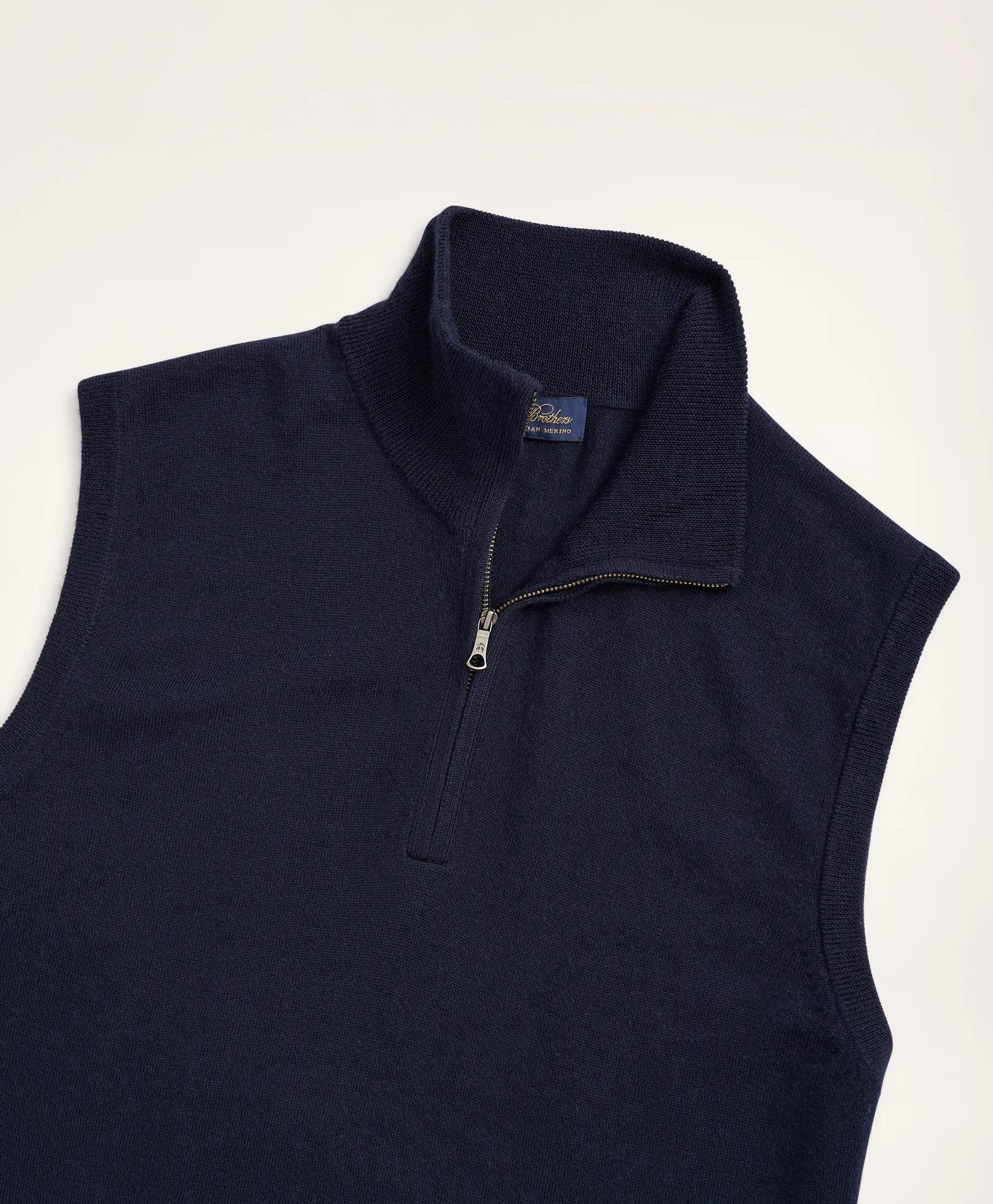 Merino Wool Half-Zip Vest, image 2