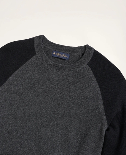 Wool Cashmere Color-Block Crewneck Sweater, image 2