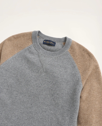 Wool Cashmere Color-Block Crewneck Sweater, image 2