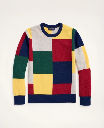 Patchwork Lambswool Crewneck Sweater, image 1