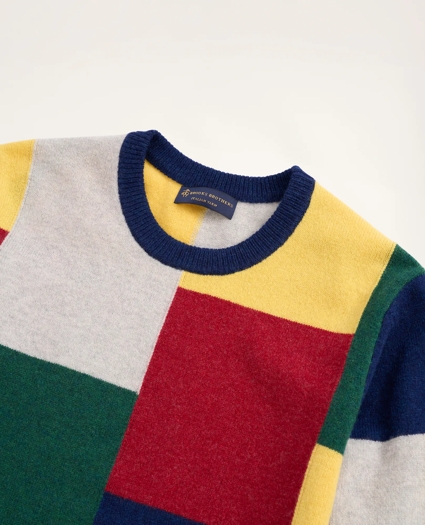 Patchwork Lambswool Crewneck Sweater, image 2