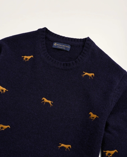 Horse Motif Crewneck Sweater, image 2