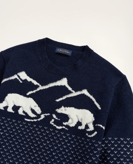 Polar Bear Lambswool Crewneck Sweater, image 2