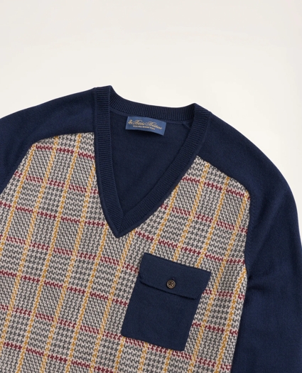 Merino Plaid V-Neck Sweater, image 2