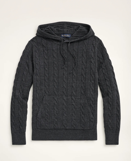 Cotton Cable Knit Hoodie Sweater, image 1