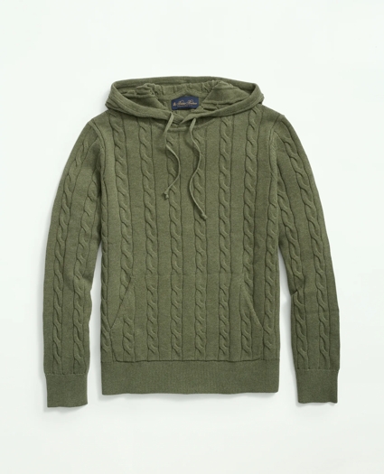 Cotton Cable Knit Hoodie Sweater, image 1