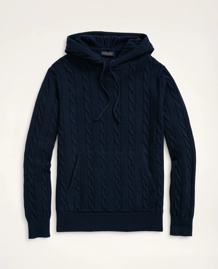 Cotton Cable Knit Hoodie Sweater, image 1
