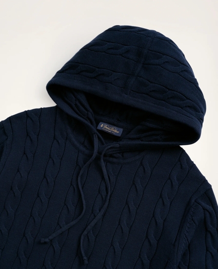 Cotton Cable Knit Hoodie Sweater, image 2
