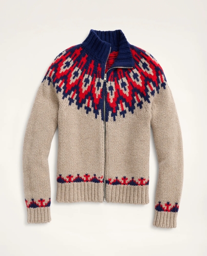 Handknit Fair Isle Full-Zip, image 1