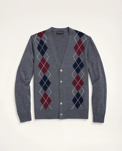 Merino Argyle Cardigan, image 1