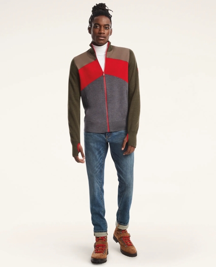 Brooks Brothers x SPYDER Color-Block Ski Full Zip Cardigan Sweater, image 1