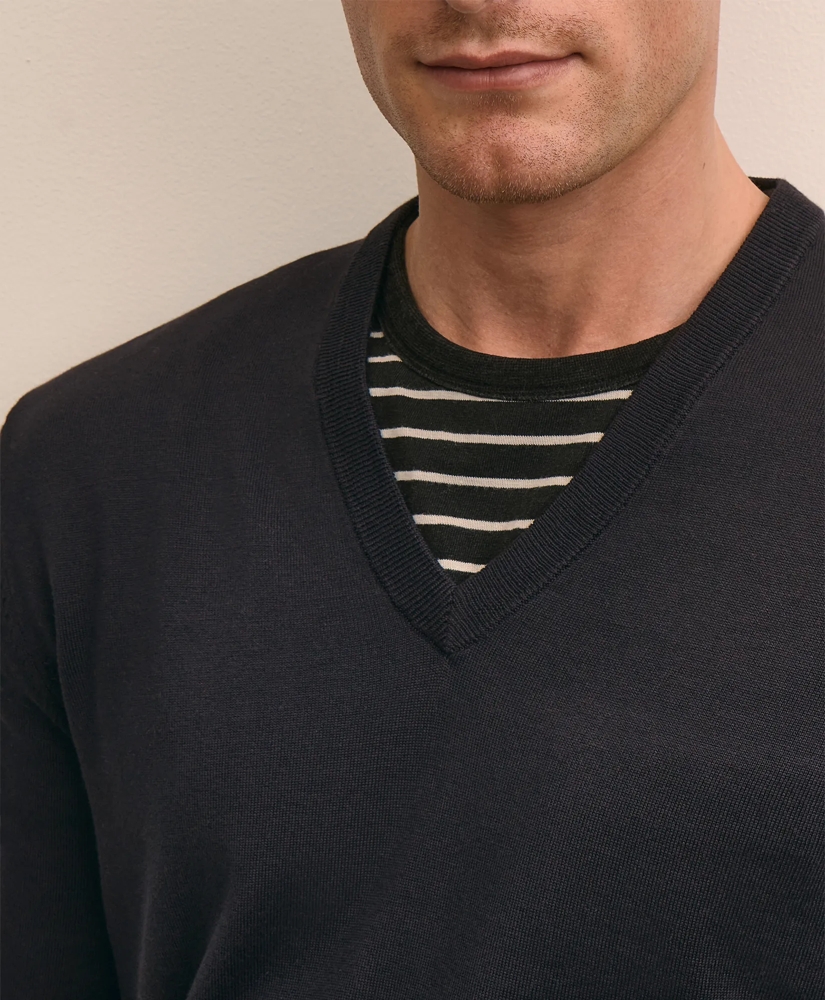 Supima&reg; Cotton V-Neck Sweater, image 2