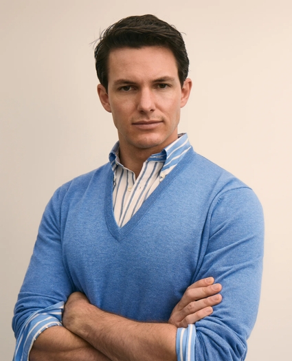 Supima&reg; Cotton V-Neck Sweater, image 3