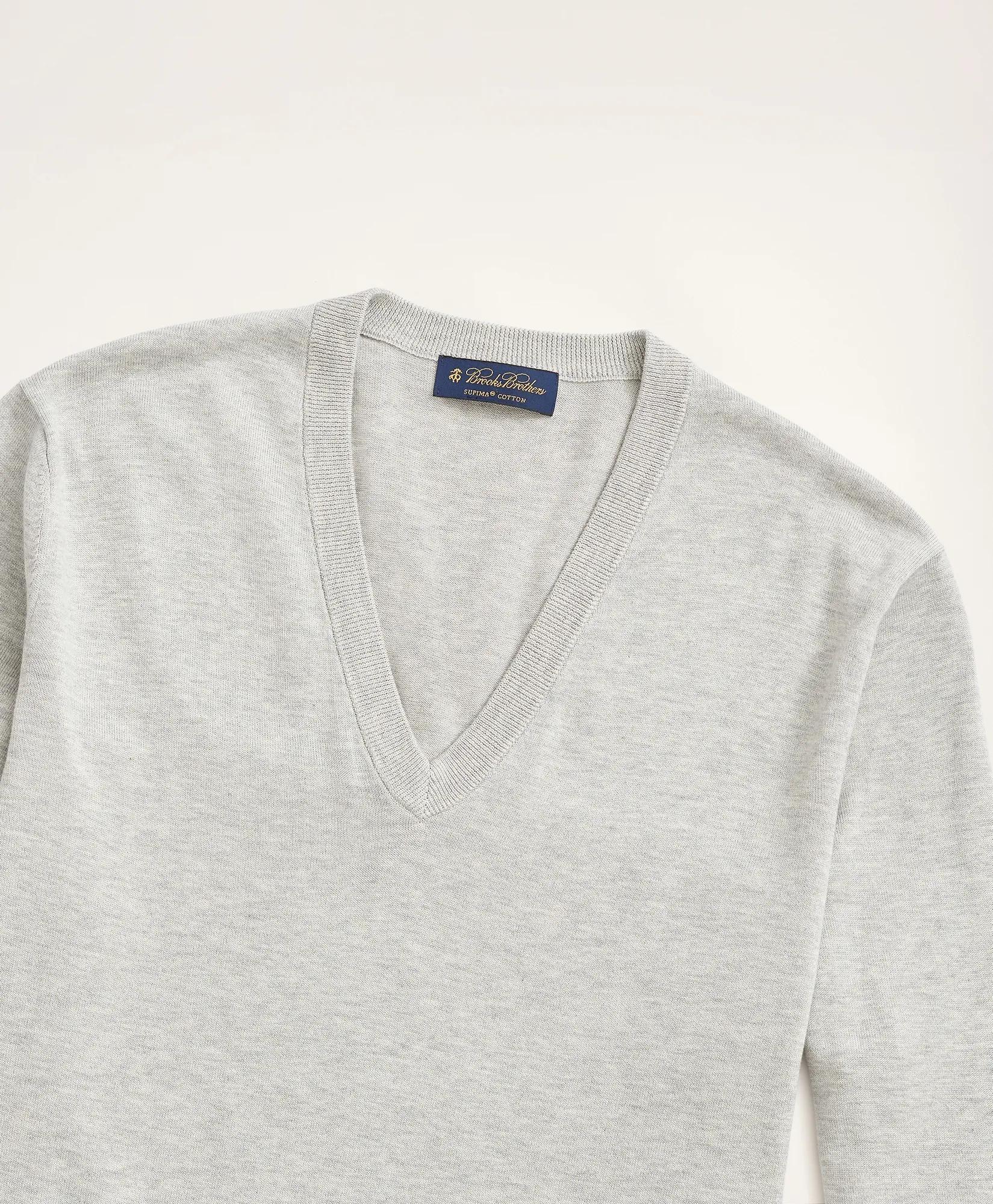 Supima Cotton V-Neck Sweater - Grey Heather