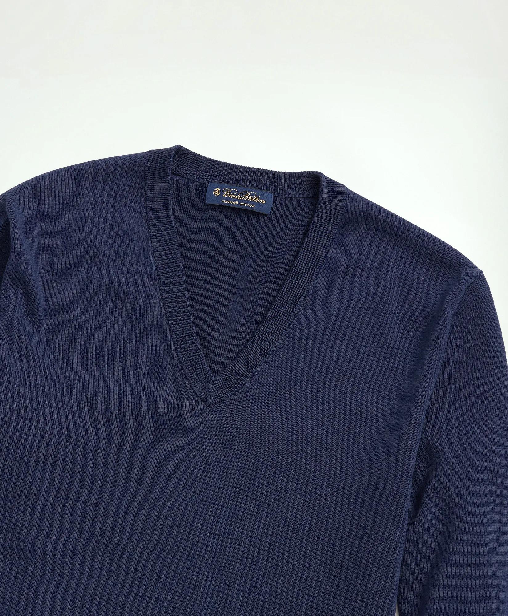 Supima® Cotton V-Neck Sweater, image 2
