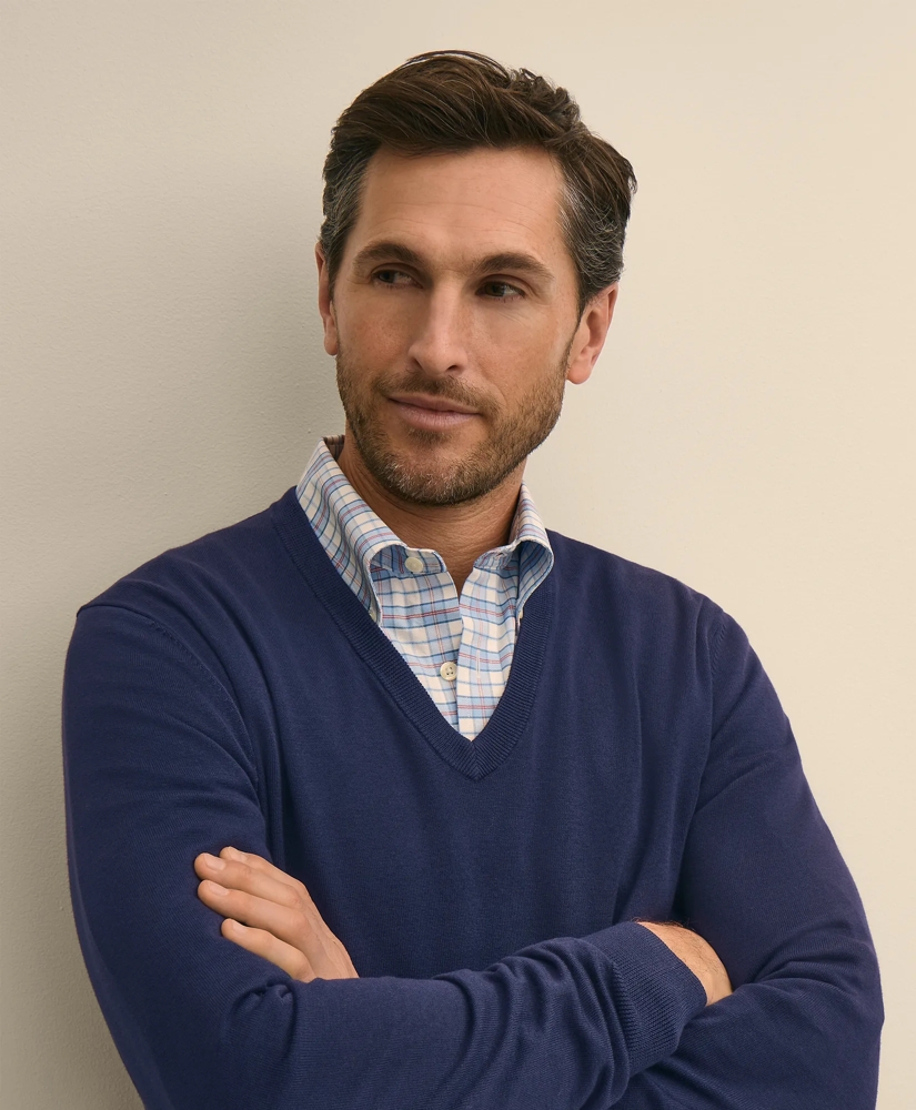 Supima&reg; Cotton V-Neck Sweater, image 3