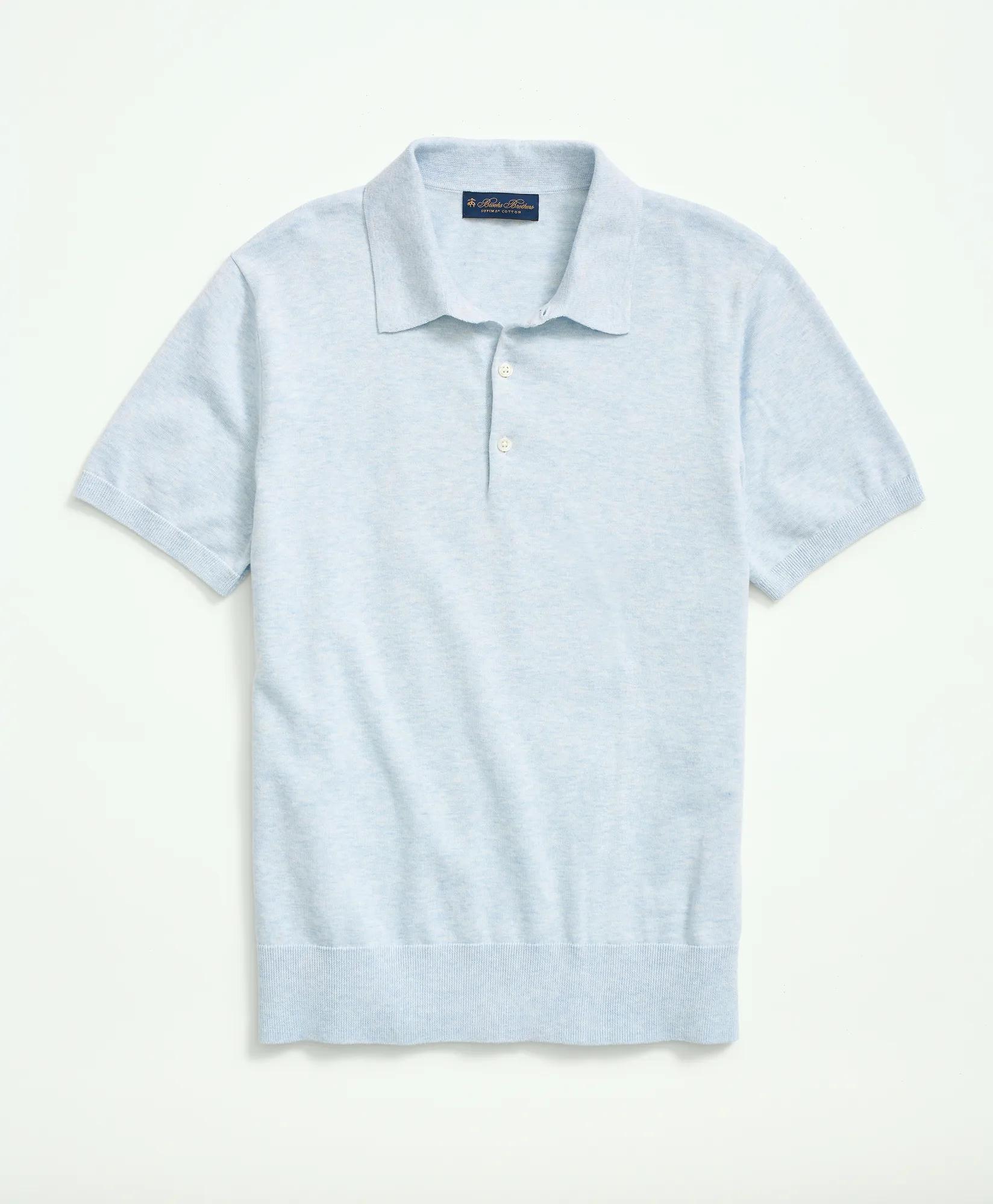 Supima Cotton Short-Sleeve Polo Sweater