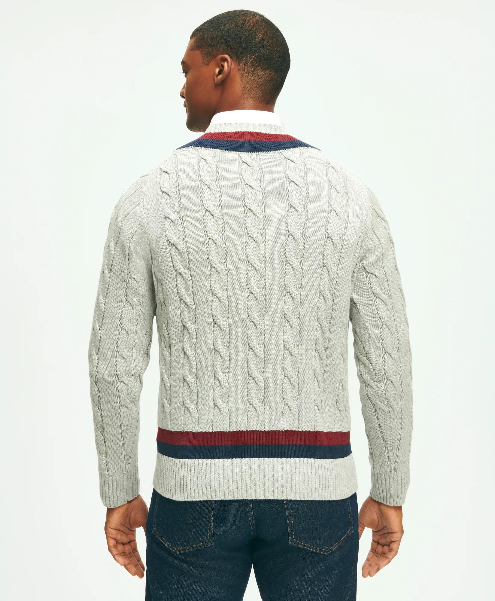 Vintage-Inspired Tennis V-Neck Sweater in Supima Cotton