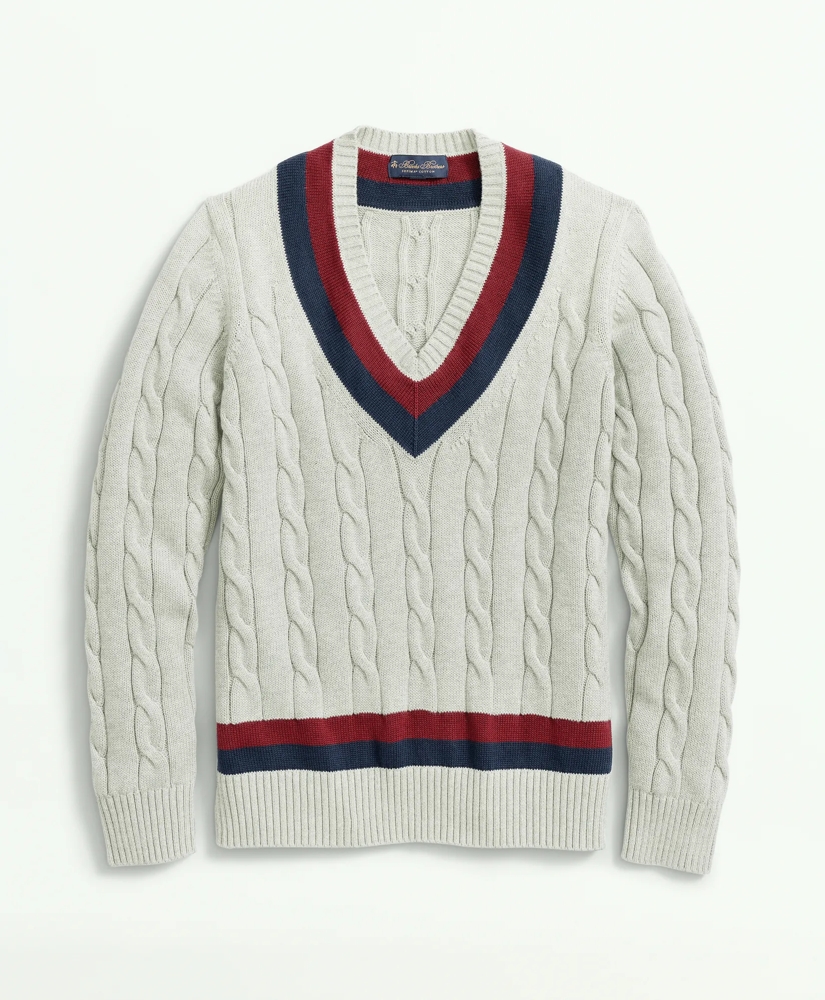 Vintage-Inspired Tennis V-Neck Sweater in Supima® Cotton, image 4
