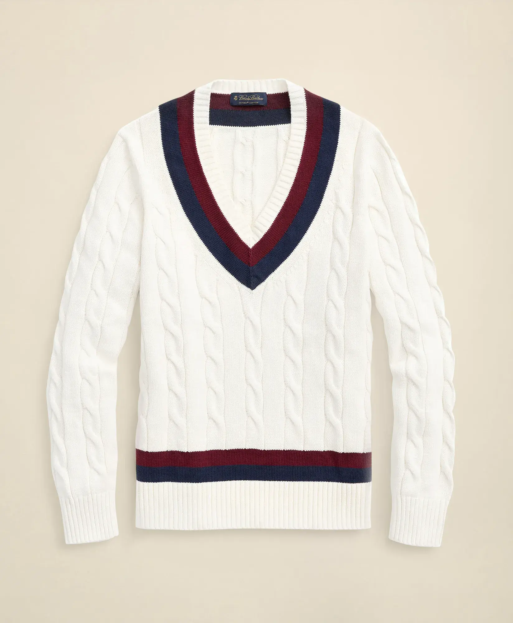 Vintage-Inspired Tennis V-Neck Sweater in Supima® Cotton