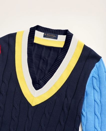 Supima® Cotton Cable Fun Tennis Sweater, image 2