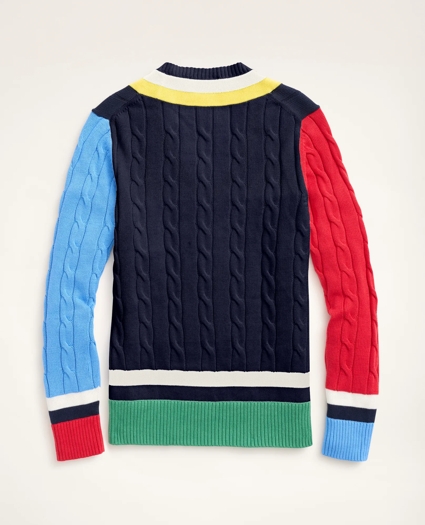 Supima® Cotton Cable Fun Tennis Sweater, image 3