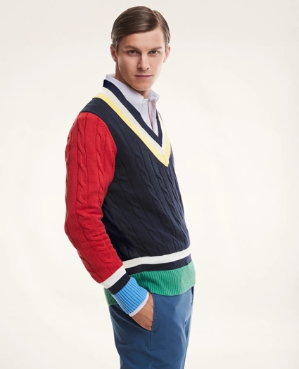 Supima® Cotton Cable Fun Tennis Sweater, image 4