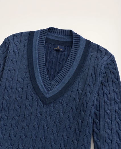 Supima® Cotton Indigo Tennis Sweater, image 2