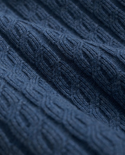 Cotton Cable-Knit Short-Sleeve Polo Sweater, image 3