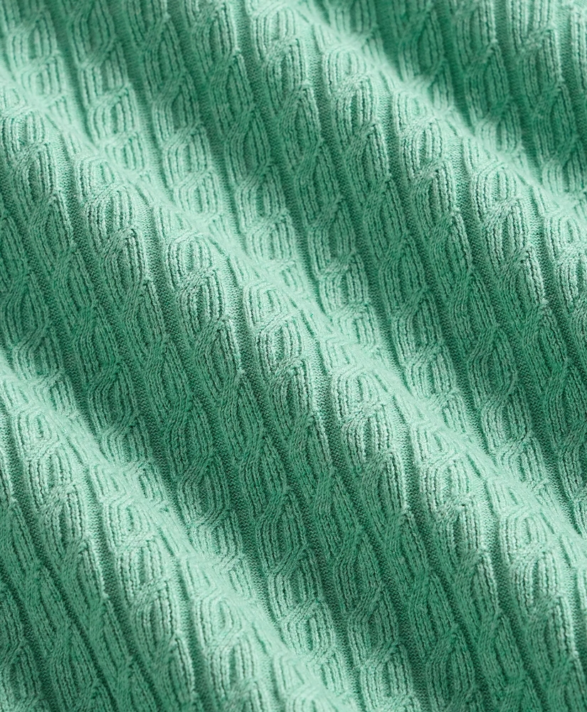 Cotton Cable-Knit Short-Sleeve Polo Sweater, image 7