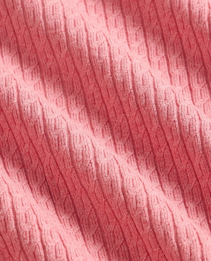 Cotton Cable-Knit Short-Sleeve Polo Sweater, image 6
