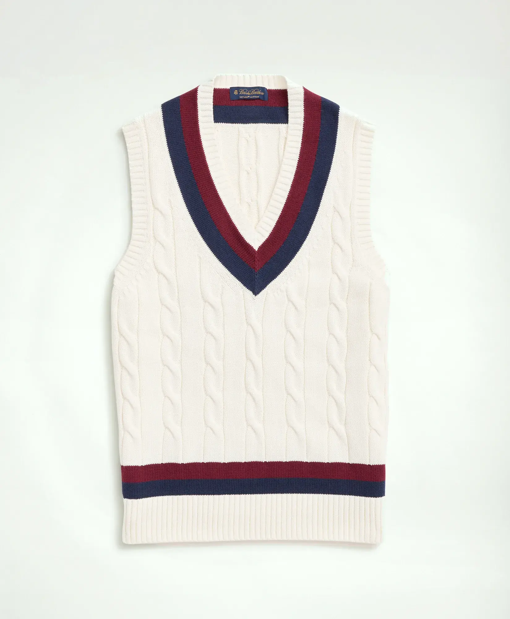 Vintage-Inspired Tennis V-Neck Vest in Supima® Cotton