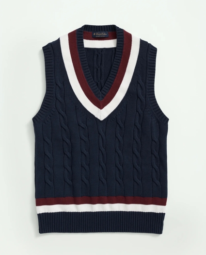 Vintage-Inspired Tennis V-Neck Vest in Supima® Cotton, image 1