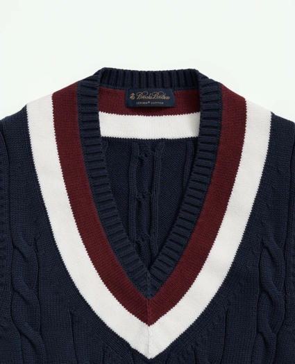 Vintage-Inspired Tennis V-Neck Vest in Supima® Cotton, image 2