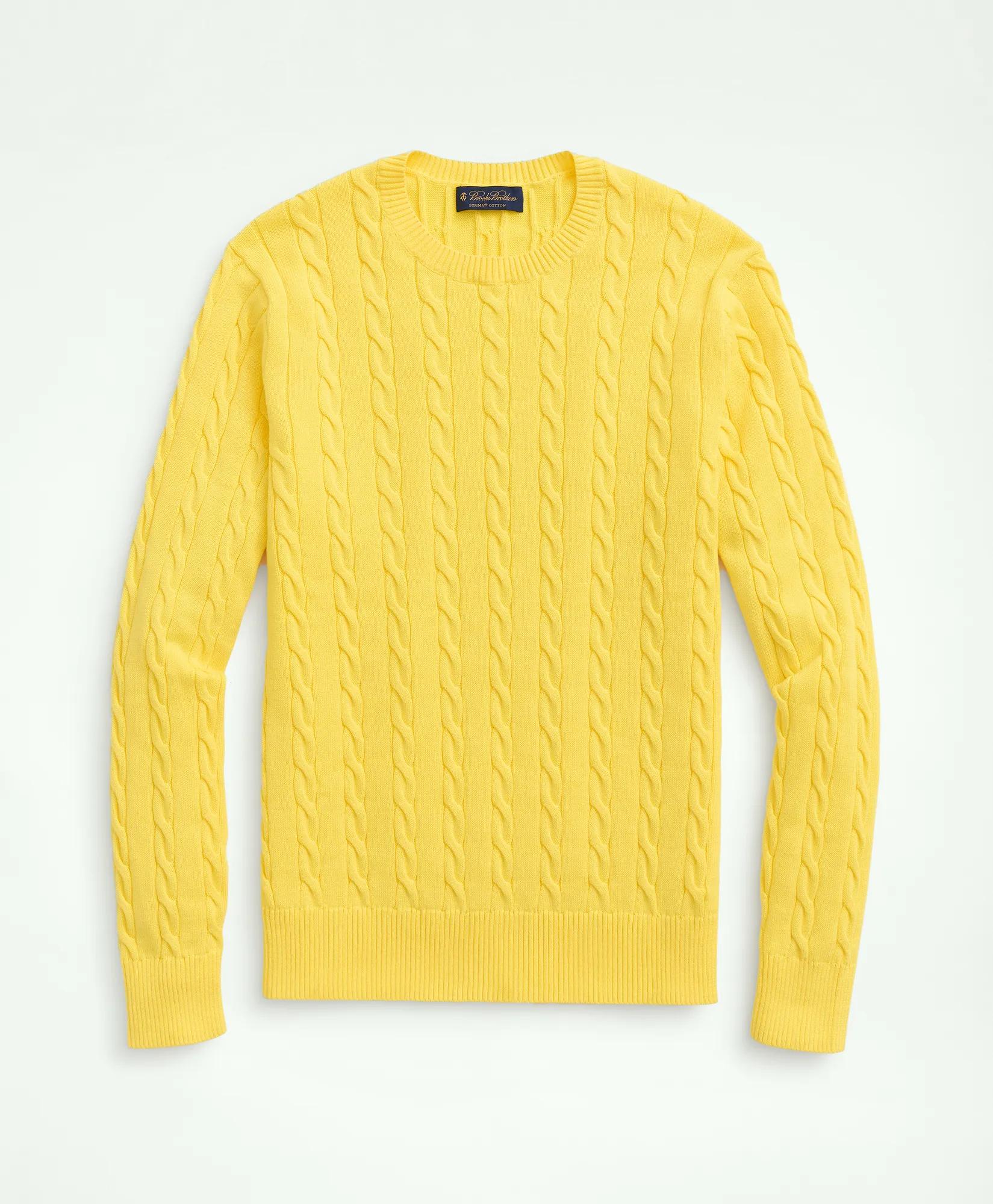 Supima&reg; Cotton Cable Crewneck Sweater, image 1