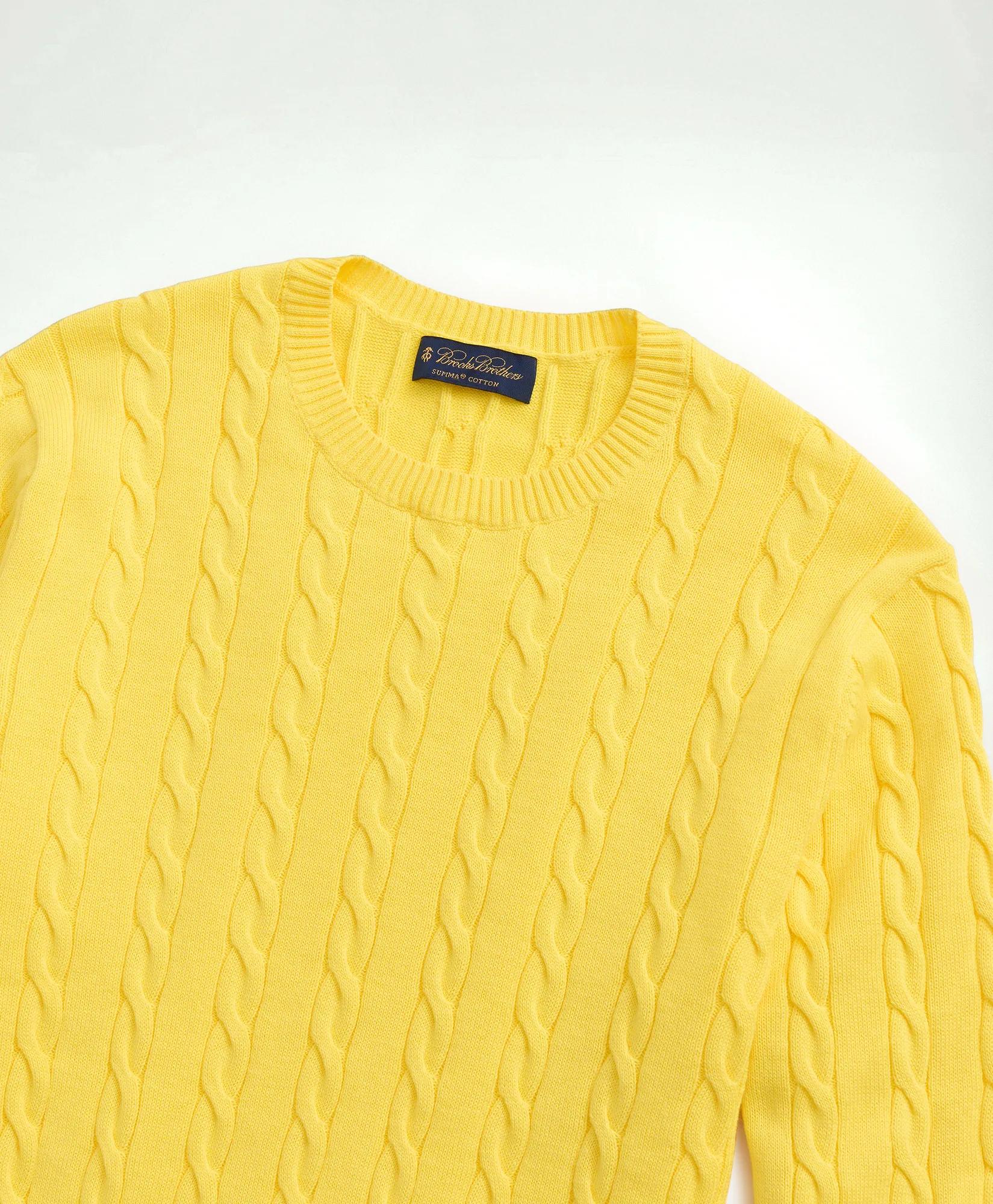 Supima&reg; Cotton Cable Crewneck Sweater, image 2