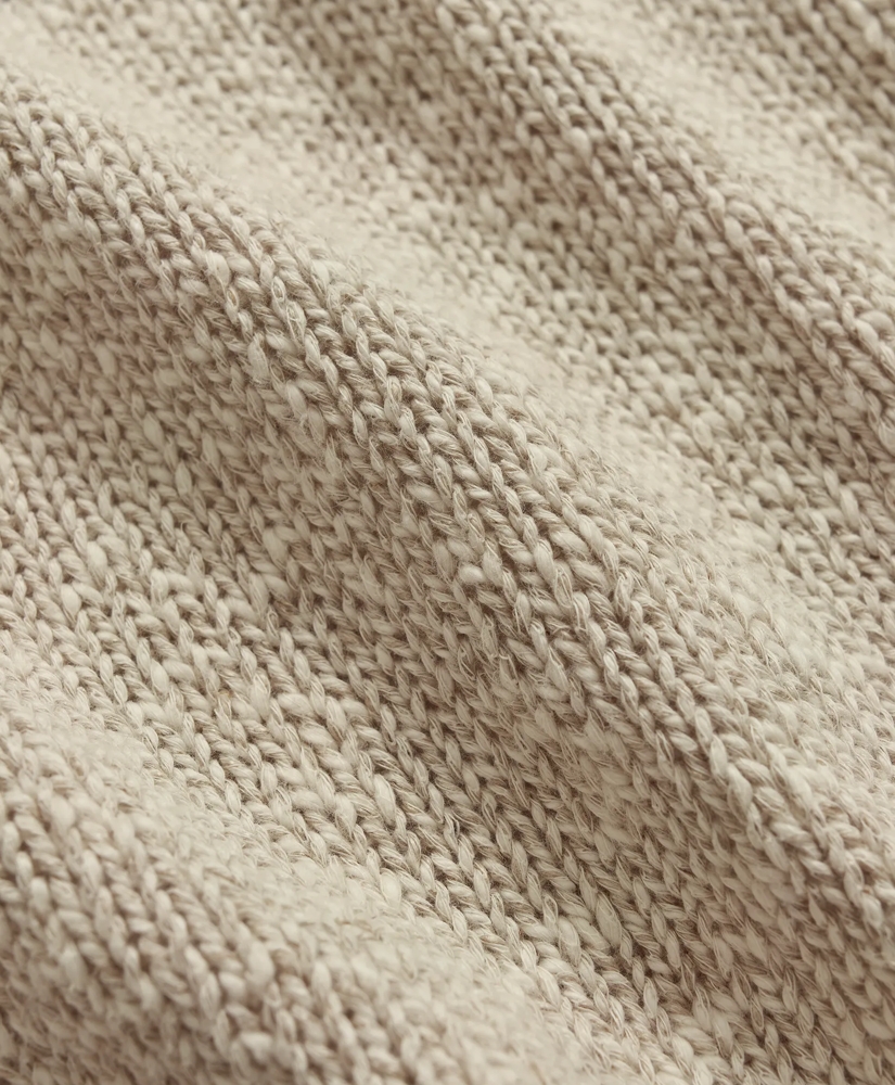 Cotton-Linen Tipped Jacquard Crewneck Sweater, image 3