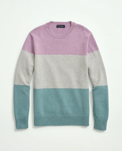 Supima® Cotton Color-Block Crewneck Sweater, image 1