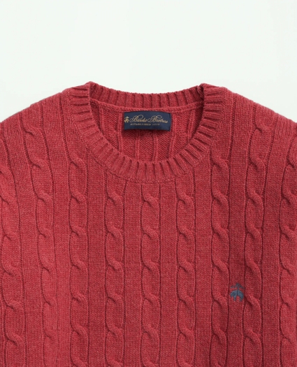 Lambswool Cable Knit Crewneck Sweater, image 2