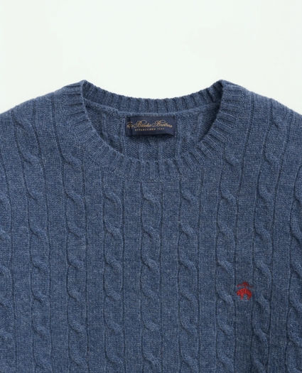 Lambswool Cable Knit Crewneck Sweater, image 2