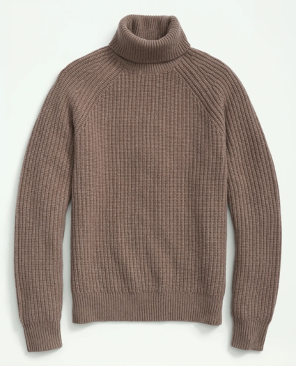 Merino Wool Cashmere English Rib Turtleneck Sweater, image 1