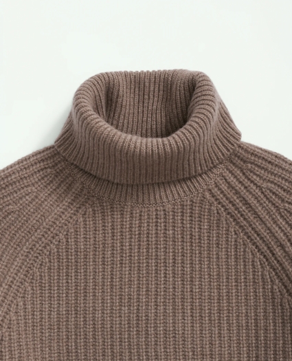 Merino Wool Cashmere English Rib Turtleneck Sweater, image 2