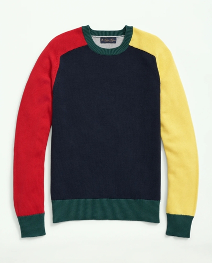 Supima® Crewneck Color-Block Fun Sweater, image 1